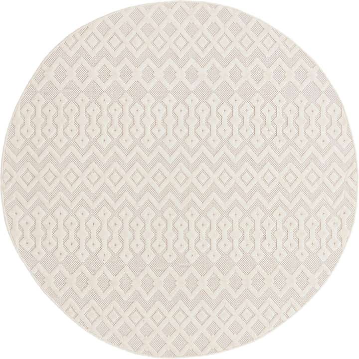 7' x 7' Easy-Clean Trellis Textured Indoor / Outdoor Round Rug