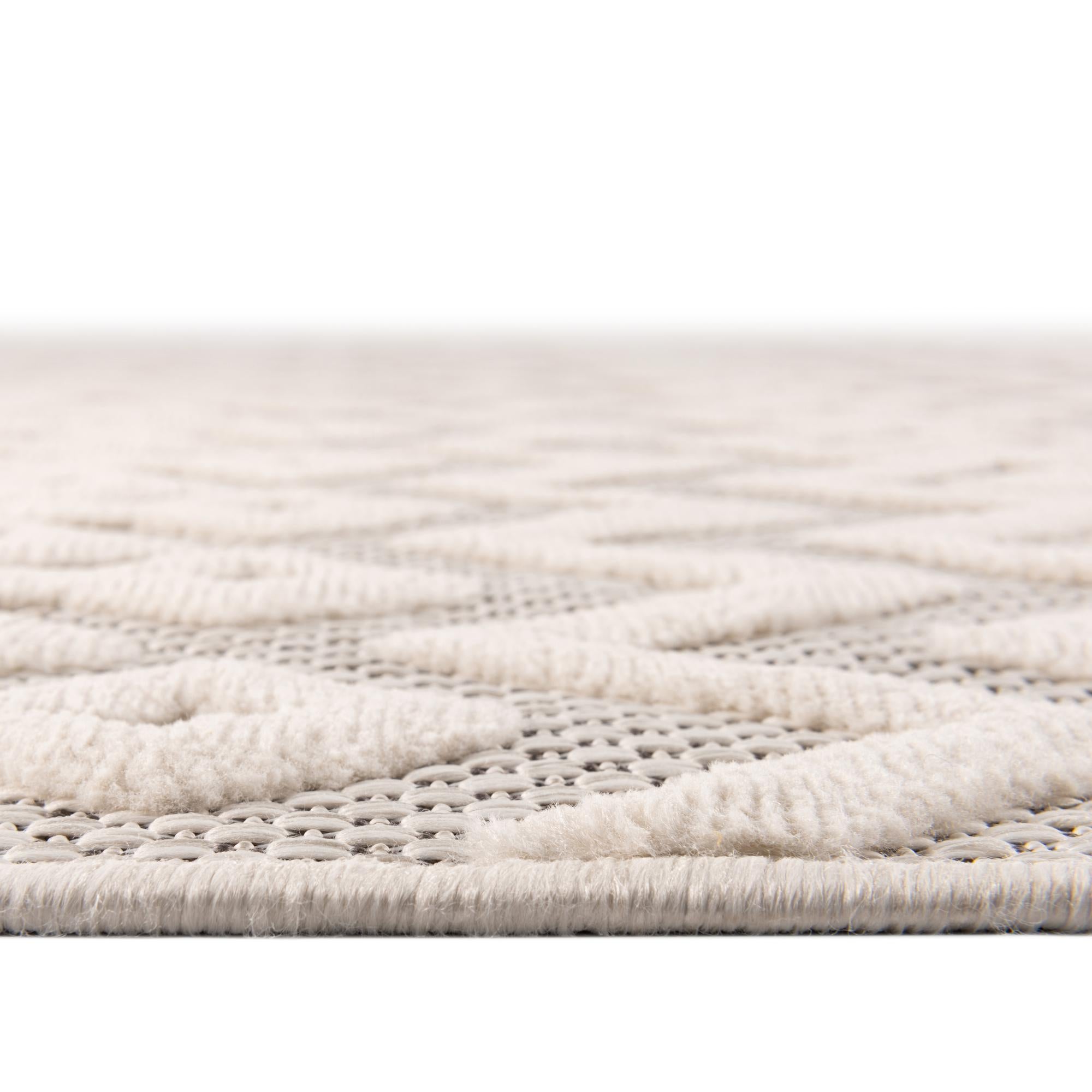 7' x 7' Easy-Clean Trellis Textured Indoor / Outdoor Round Rug