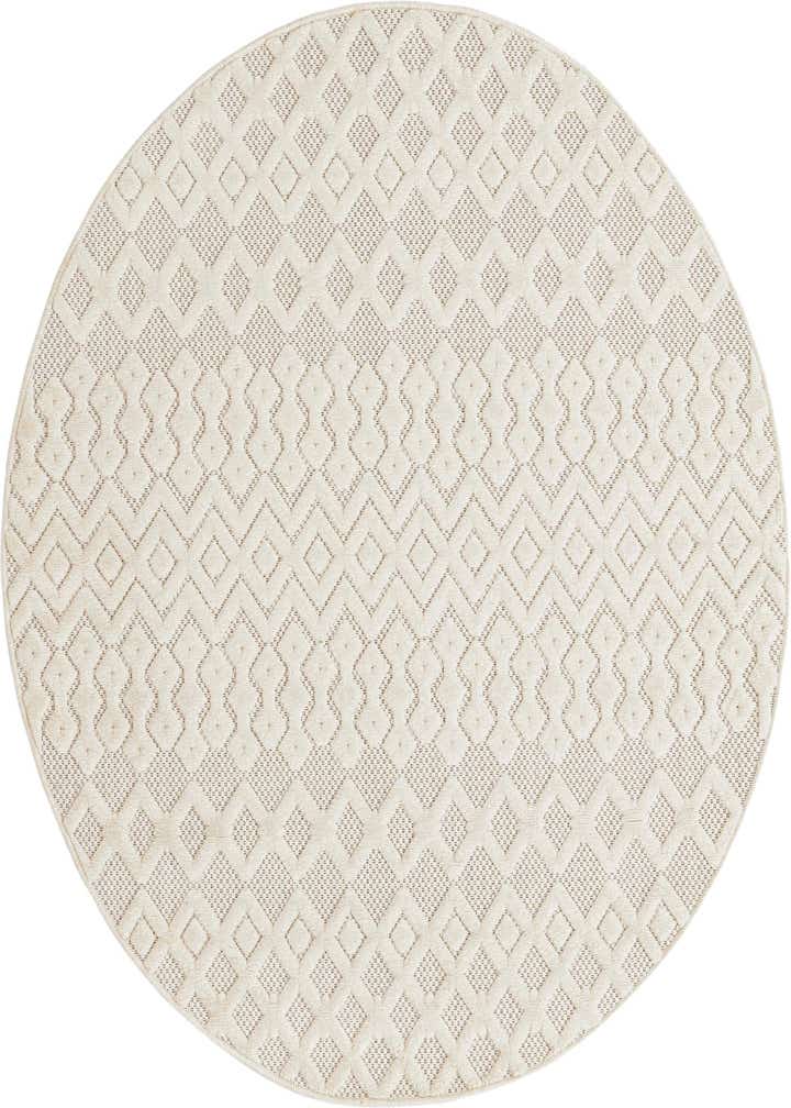 5' 3 x 5' 3 Easy-Clean Trellis Textured Indoor / Outdoor Round Rug