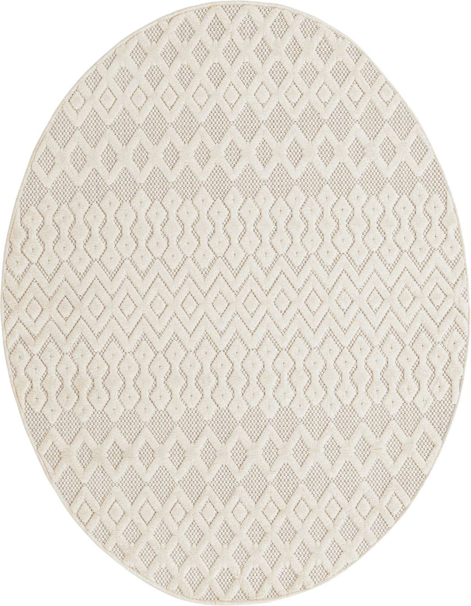 5' 3 x 5' 3 Easy-Clean Trellis Textured Indoor / Outdoor Round Rug
