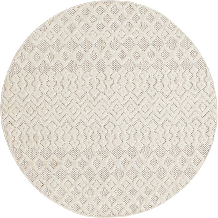 Detail image of 5' 3 x 5' 3 Easy-Clean Trellis Textured Indoor / Outdoor Round Rug