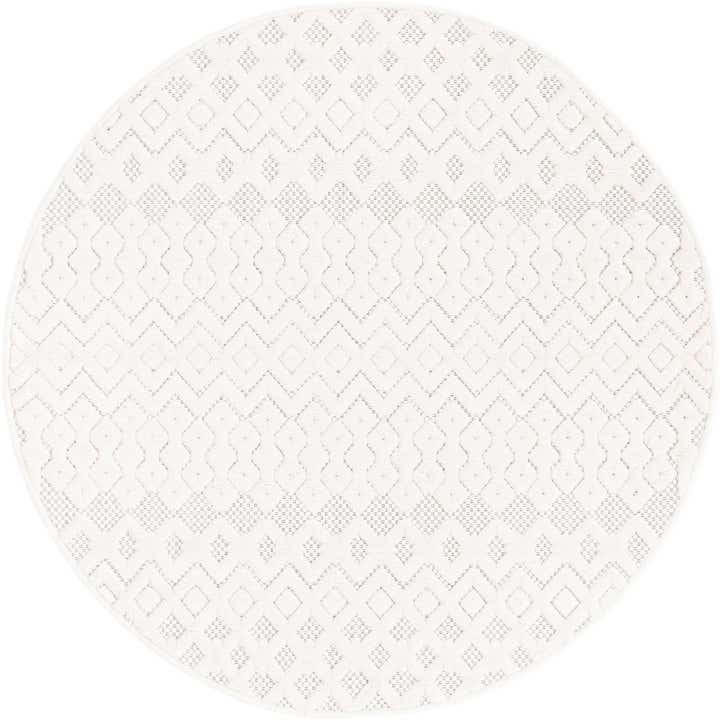 4' x 4' Easy-Clean Trellis Textured Indoor / Outdoor Round Rug