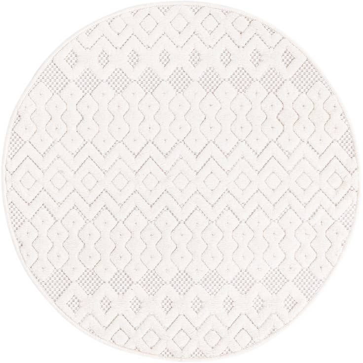 Detail image of 3' x 3' Easy-Clean Trellis Textured Indoor / Outdoor Round Rug