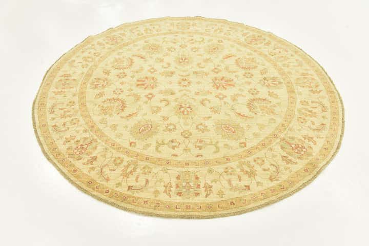 6' 7 x 6' 8 Hand Knotted Peshawar Ziegler Round Rug