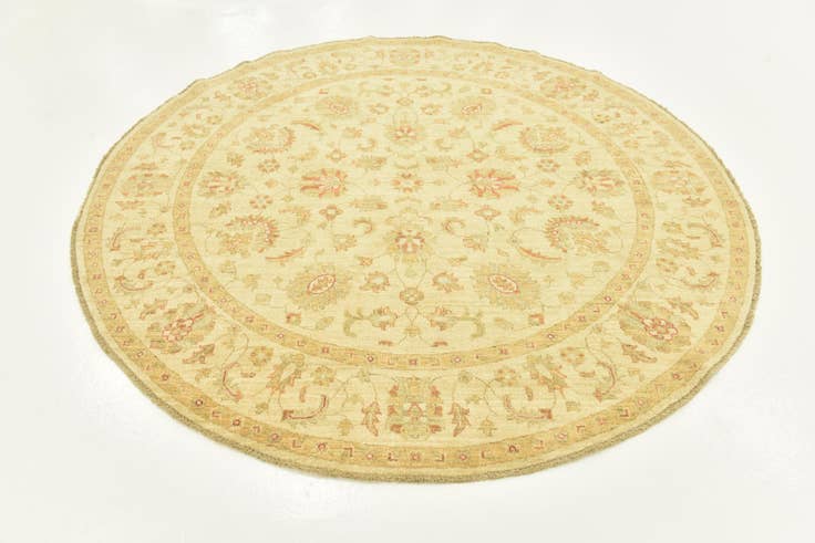 Detail image of 6' 7 x 6' 8 Hand Knotted Peshawar Ziegler Round Rug