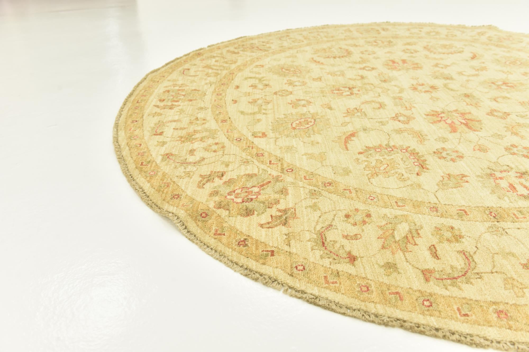 6' 7 x 6' 8 Hand Knotted Peshawar Ziegler Round Rug