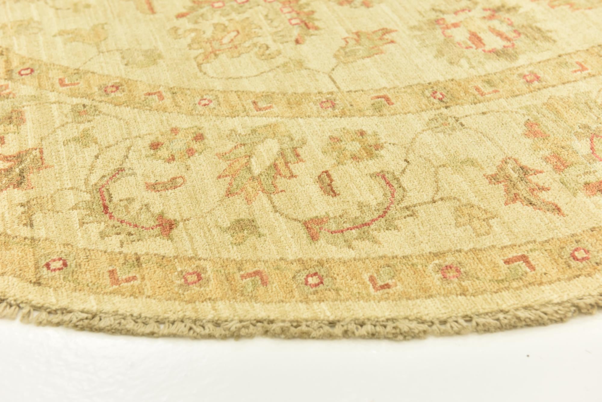 6' 7 x 6' 8 Hand Knotted Peshawar Ziegler Round Rug