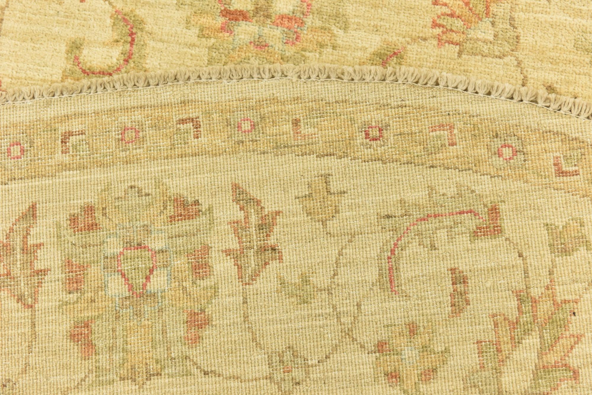 6' 7 x 6' 8 Hand Knotted Peshawar Ziegler Round Rug