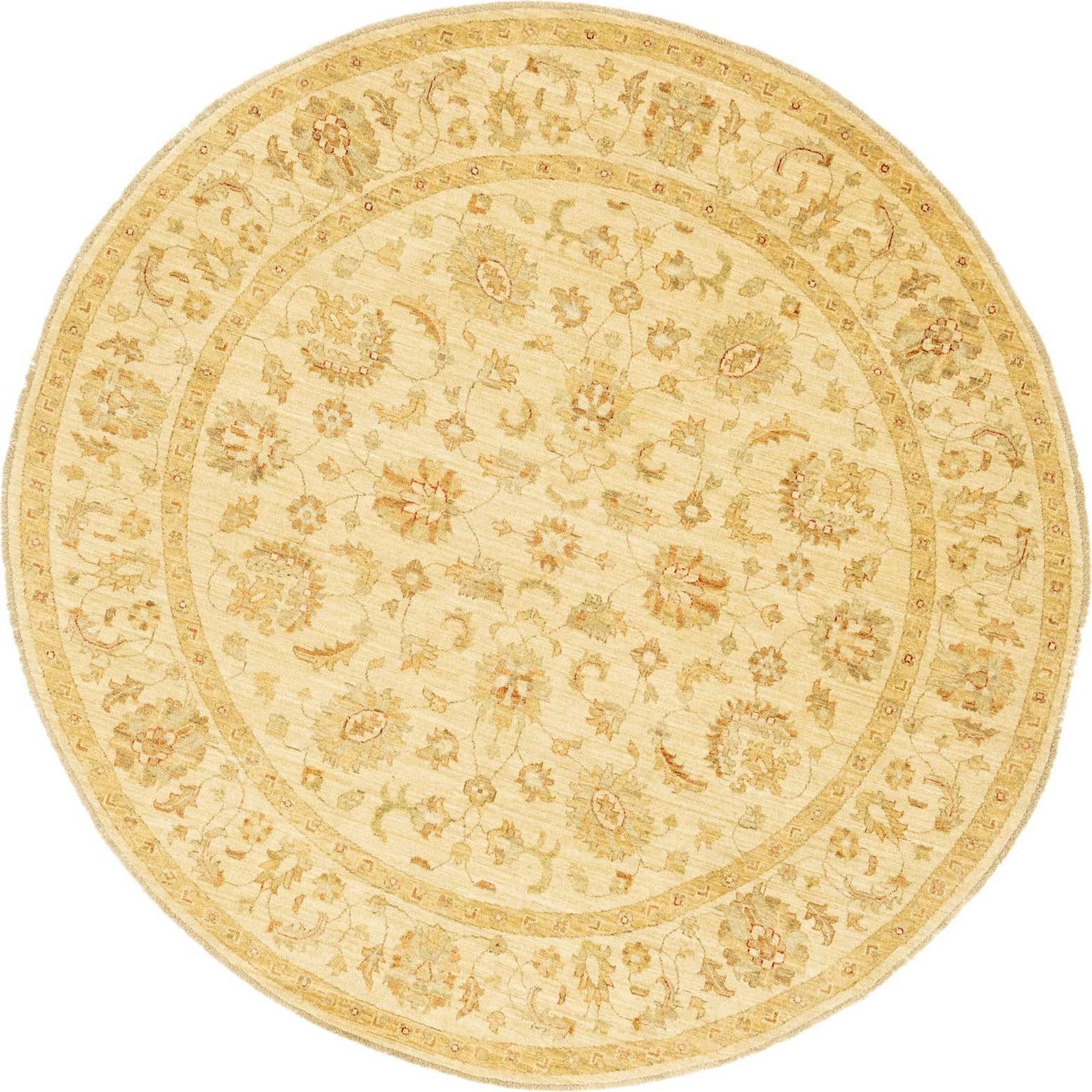 6' 7 x 6' 8 Hand Knotted Peshawar Ziegler Round Rug