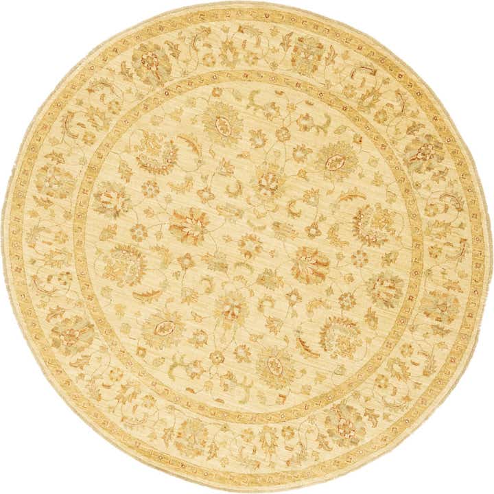 6' 7 x 6' 8 Hand Knotted Peshawar Ziegler Round Rug