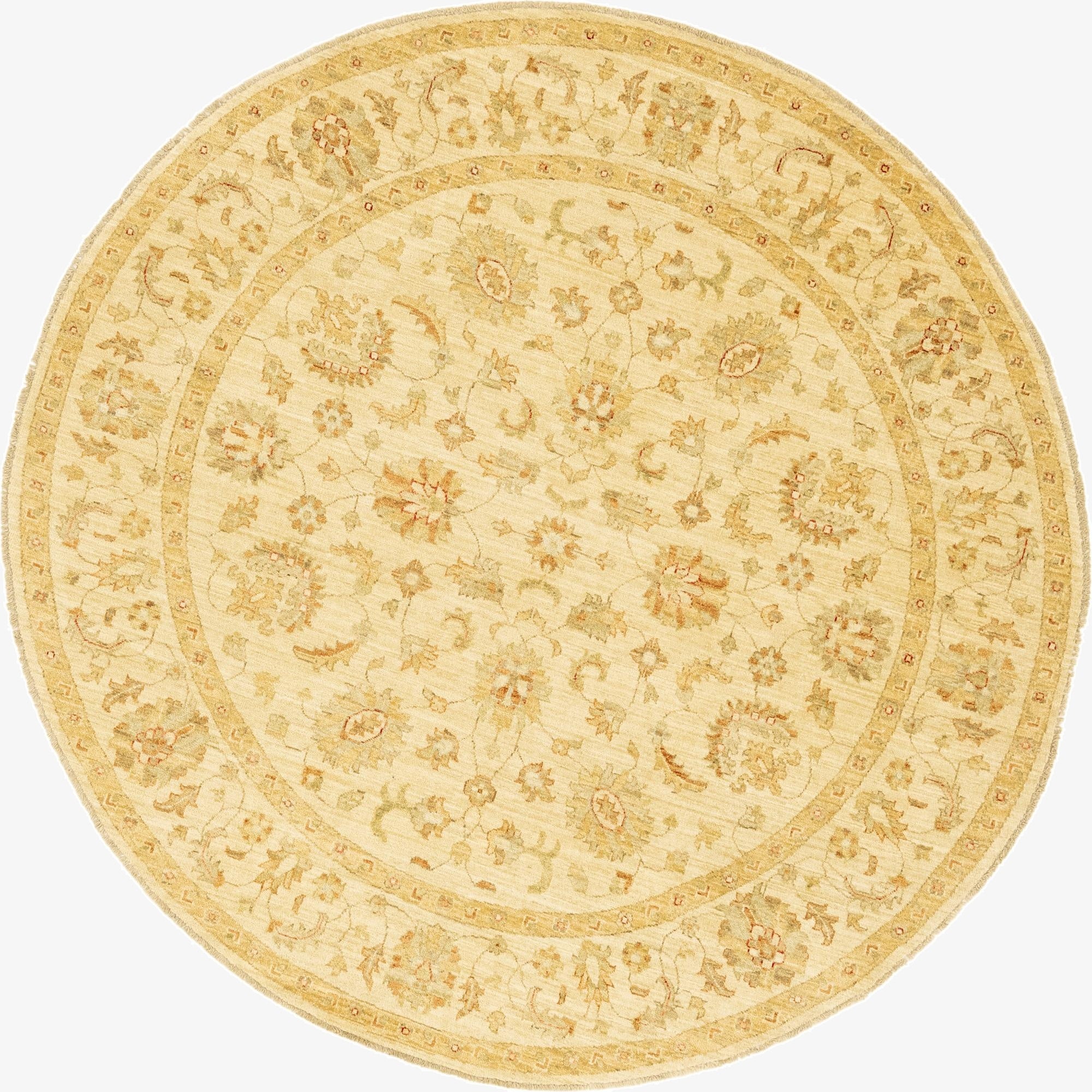 Primary image 6' 7 x 6' 8  Hand Knotted Peshawar Ziegler Round Rug