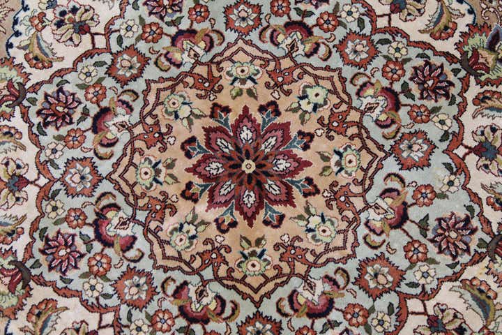 8' 2 x 8' 2 Hand Knotted Qom Persian Round Rug