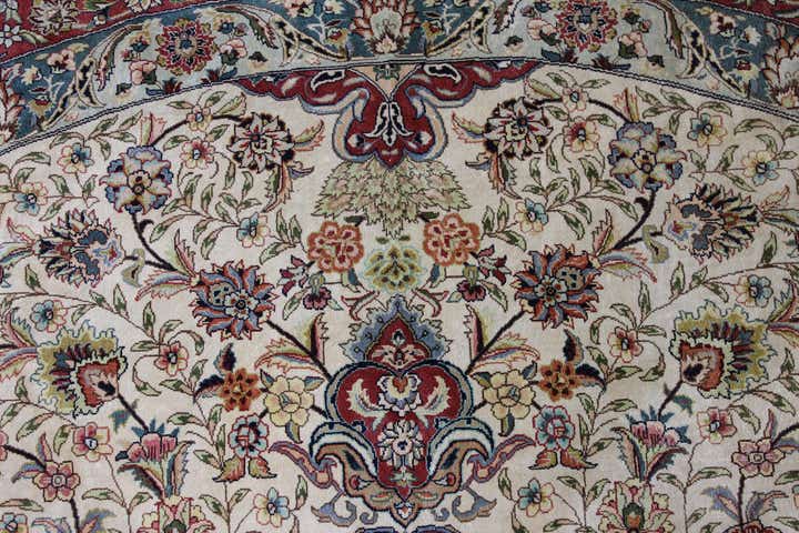 8' 2 x 8' 2 Hand Knotted Qom Persian Round Rug