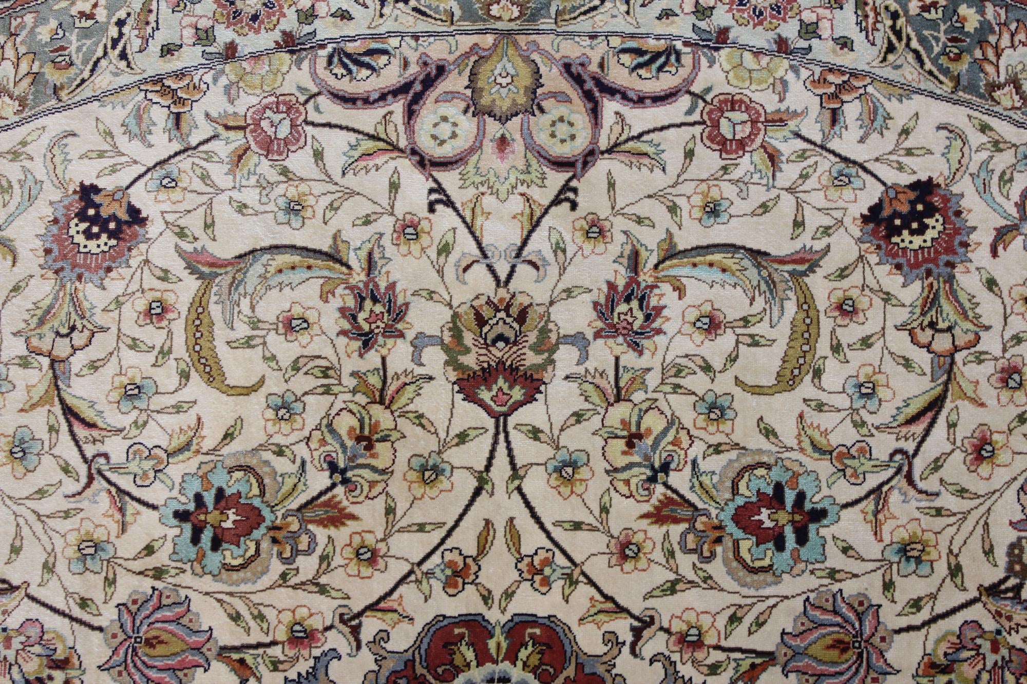 8' 2 x 8' 2 Hand Knotted Qom Persian Round Rug
