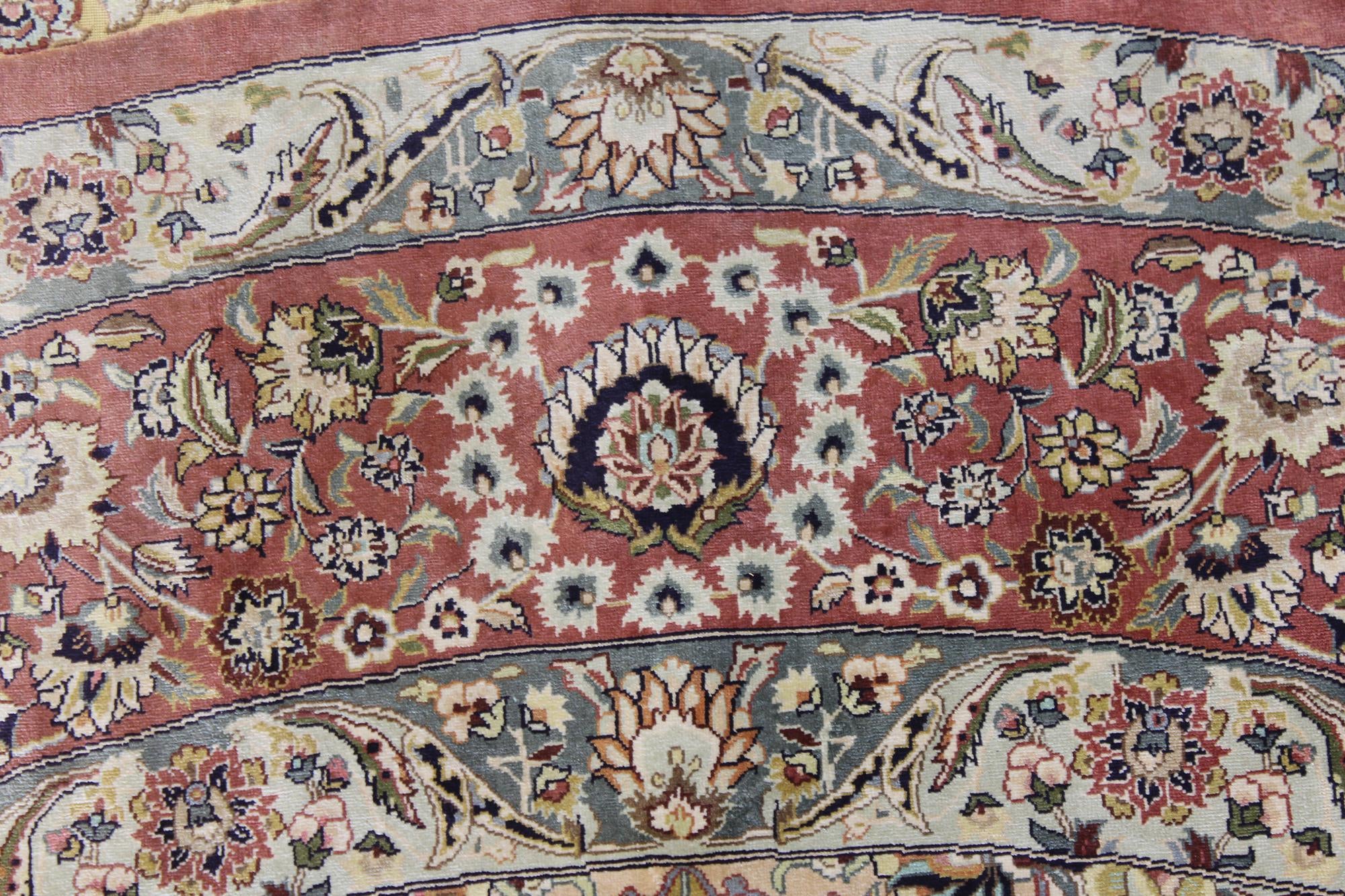 8' 2 x 8' 2 Hand Knotted Qom Persian Round Rug