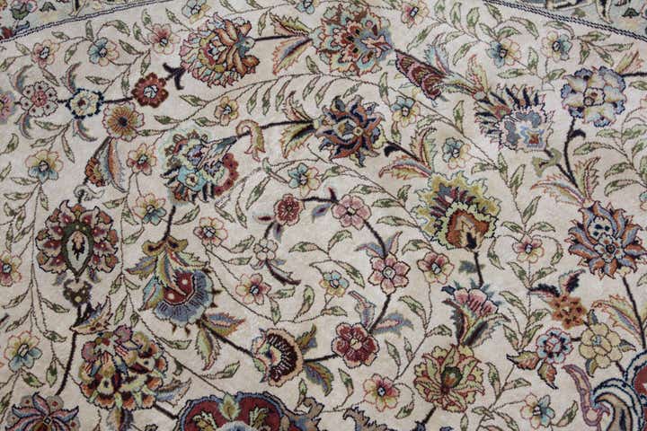 8' 2 x 8' 2 Hand Knotted Qom Persian Round Rug