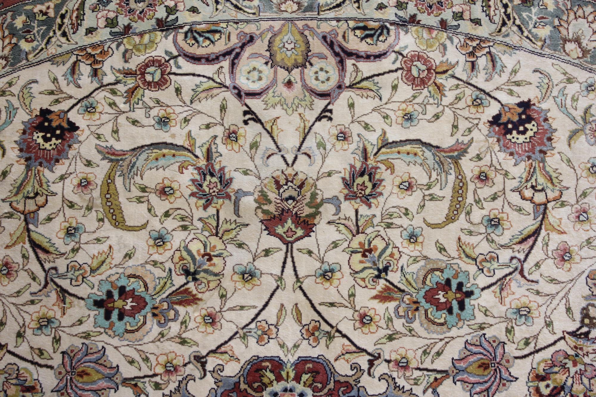 8' 2 x 8' 2 Hand Knotted Qom Persian Round Rug
