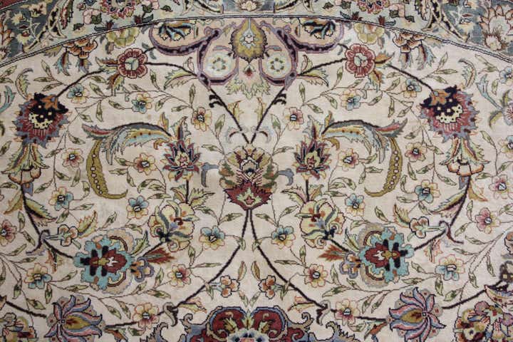 8' 2 x 8' 2 Hand Knotted Qom Persian Round Rug