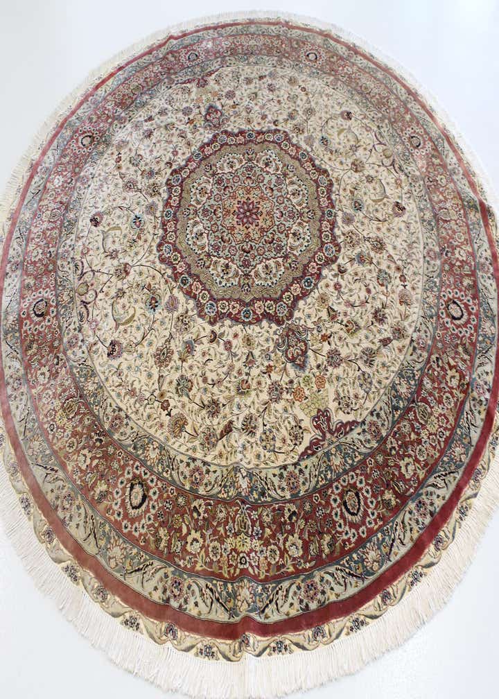 8' 2 x 8' 2 Hand Knotted Qom Persian Round Rug
