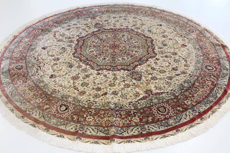 Detail image of 8' 2 x 8' 2 Hand Knotted Qom Persian Round Rug