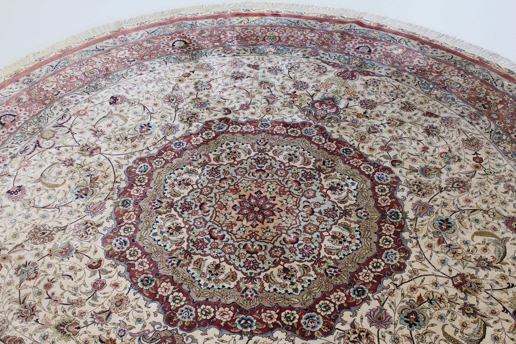 8' 2 x 8' 2 Hand Knotted Qom Persian Round Rug