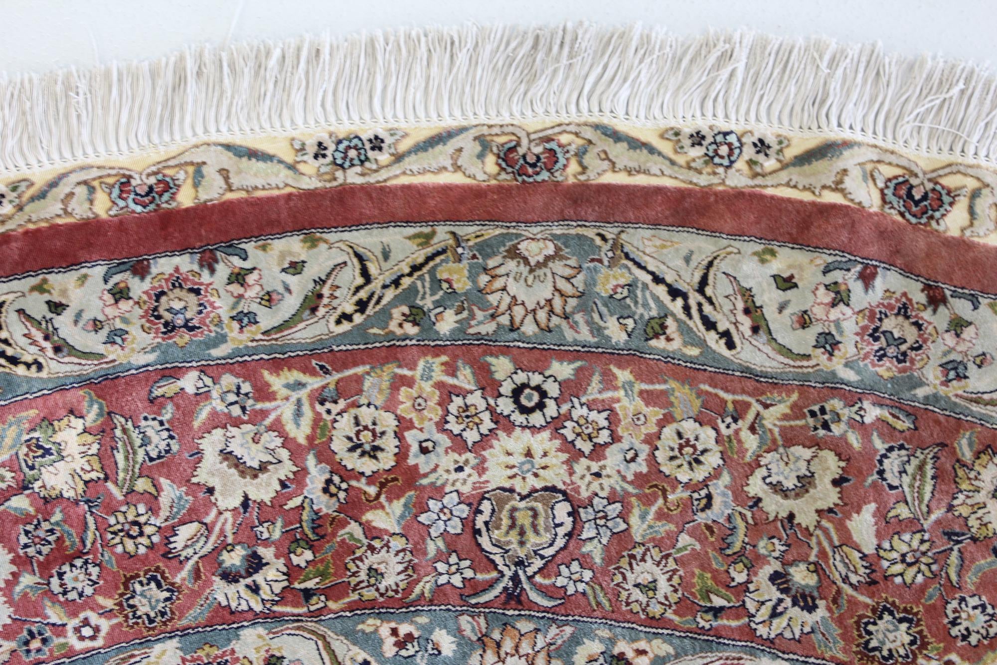 8' 2 x 8' 2 Hand Knotted Qom Persian Round Rug