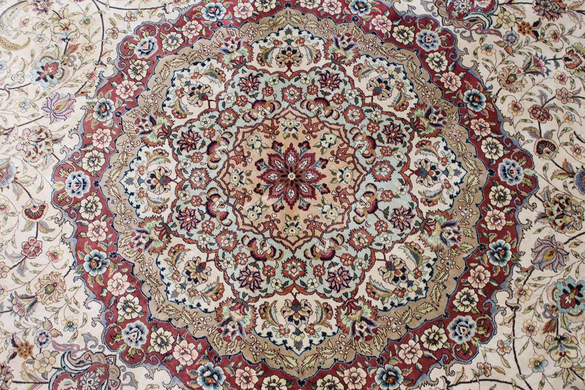 8' 2 x 8' 2 Hand Knotted Qom Persian Round Rug