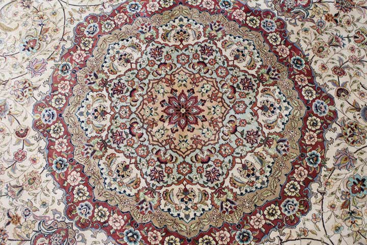 8' 2 x 8' 2 Hand Knotted Qom Persian Round Rug