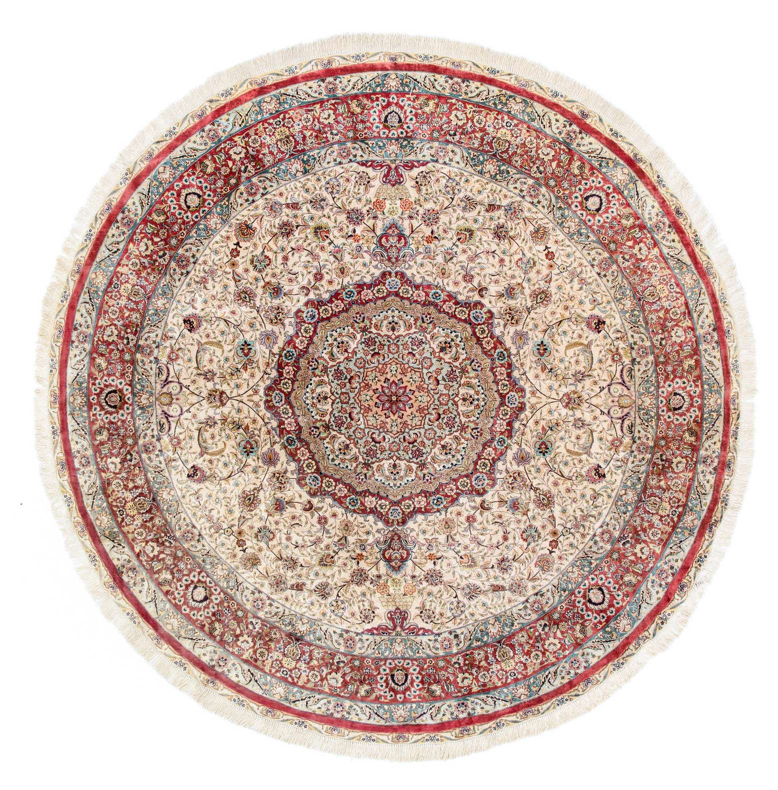 8' 2 x 8' 2 Hand Knotted Qom Persian Round Rug