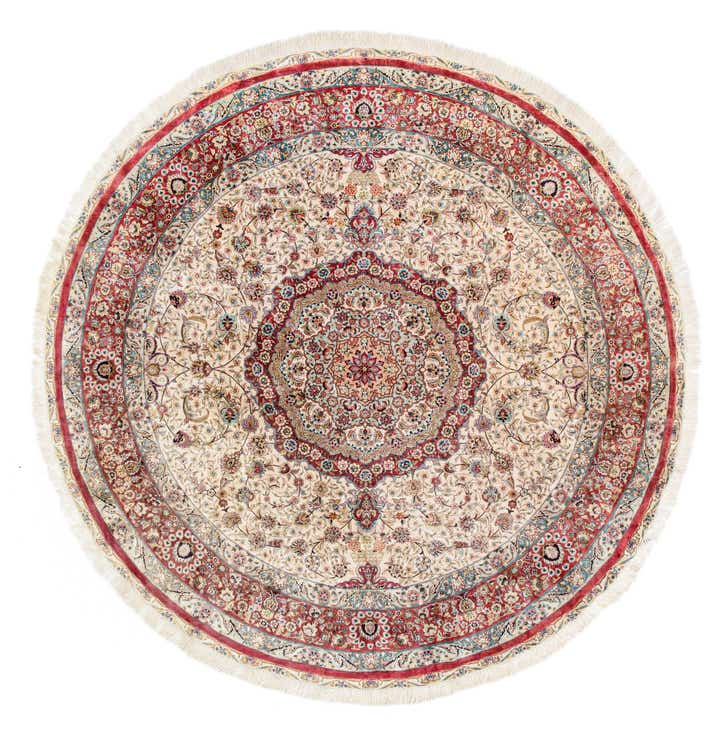 8' 2 x 8' 2 Hand Knotted Qom Persian Round Rug