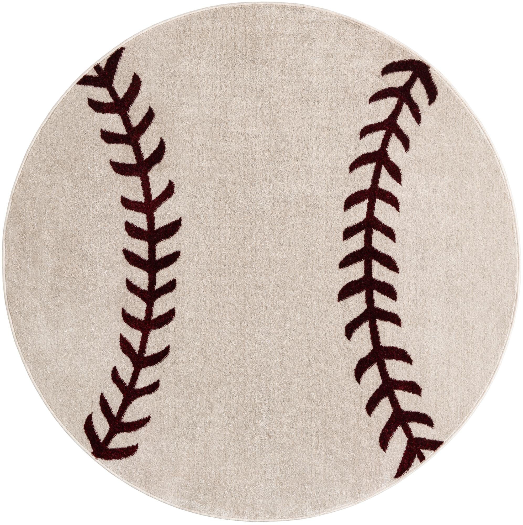 5' 3 x 5' 3 Sports Washable Round Rug