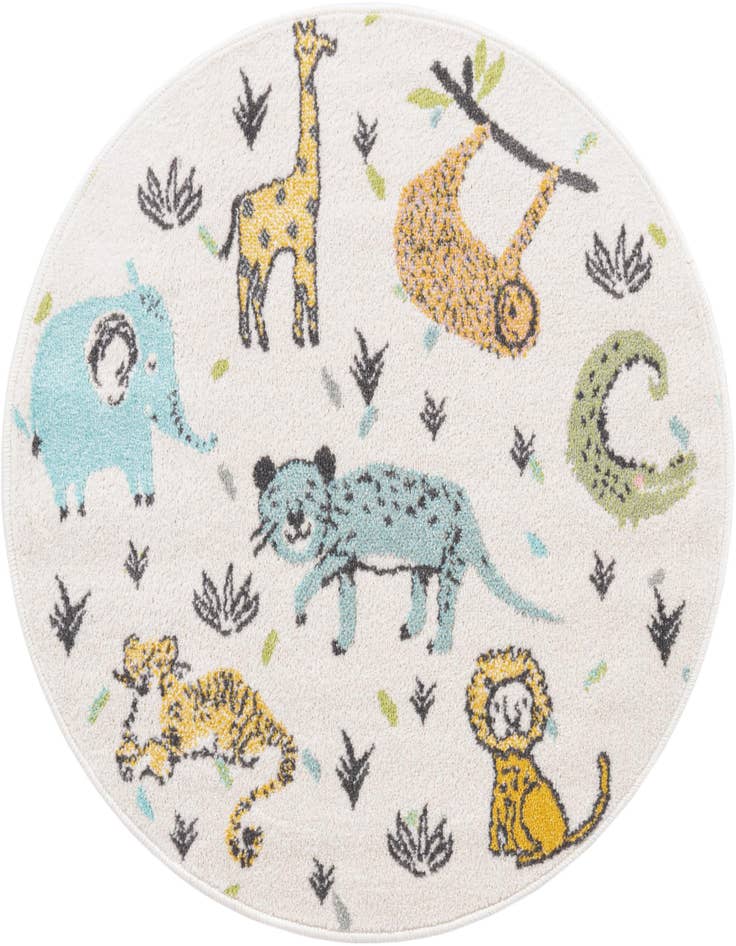 Detail image of 3' 3 x 3' 3 Animals Whimsy Kids Round Rug