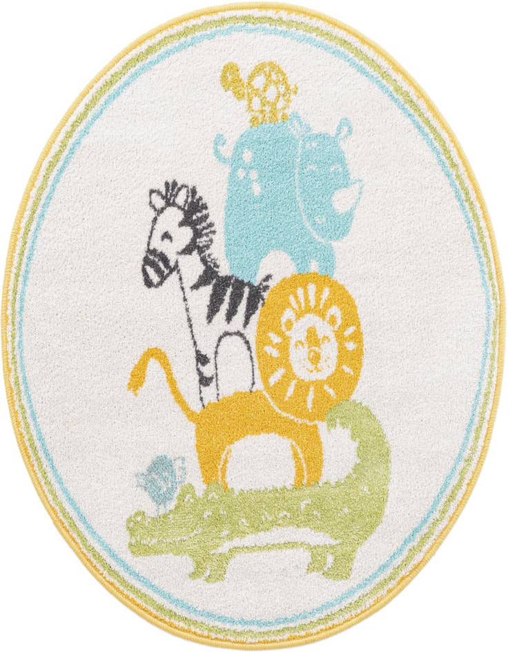 Detail image of 3' 3 x 3' 3 Animals Whimsy Kids Round Rug