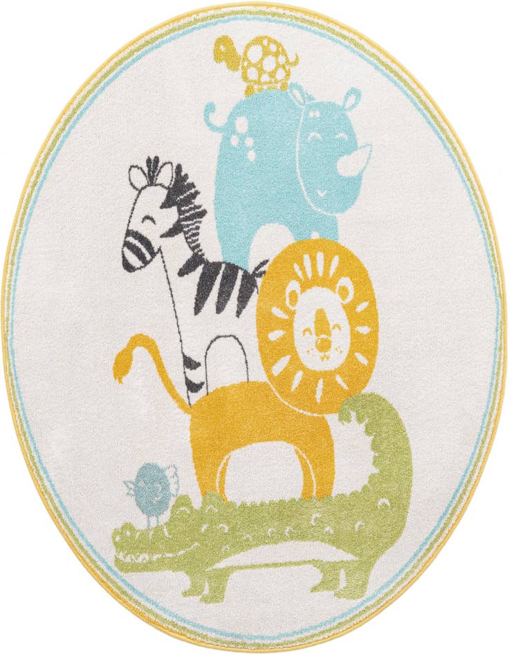 Detail image of 5' 3 x 5' 3 Animals Whimsy Kids Round Rug