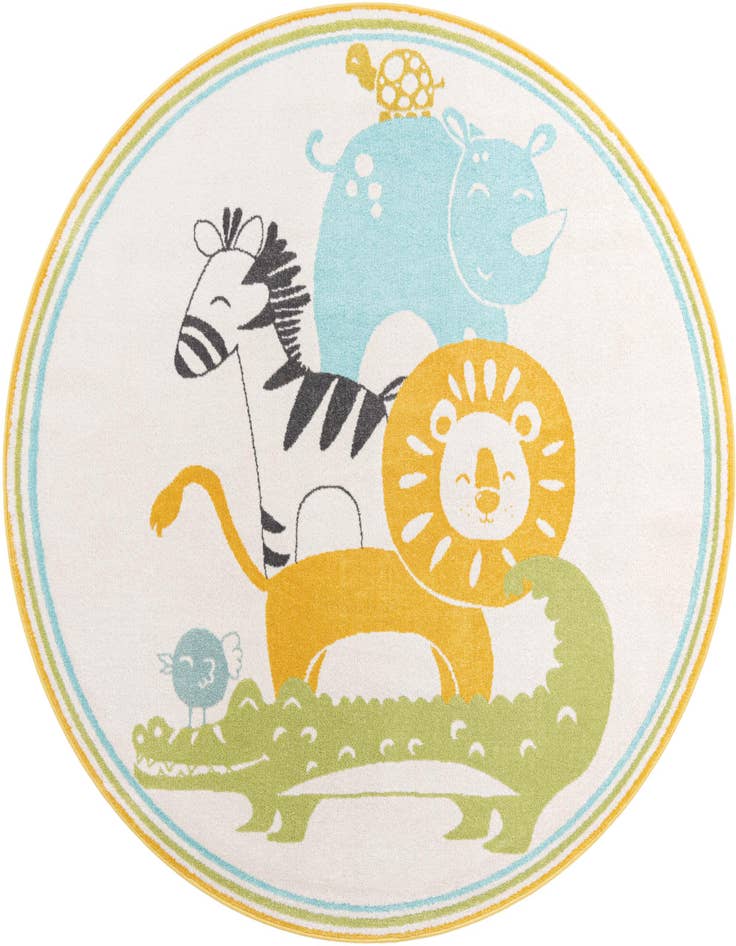 Detail image of 7' 10 x 7' 10 Animals Whimsy Kids Round Rug