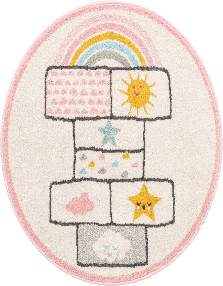 Detail image of 3' 3 x 3' 3 Hopscotch Whimsy Kids Round Rug