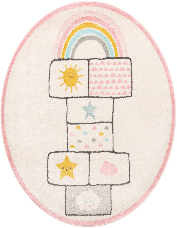 Detail image of 5' 3 x 5' 3 Hopscotch Whimsy Kids Round Rug