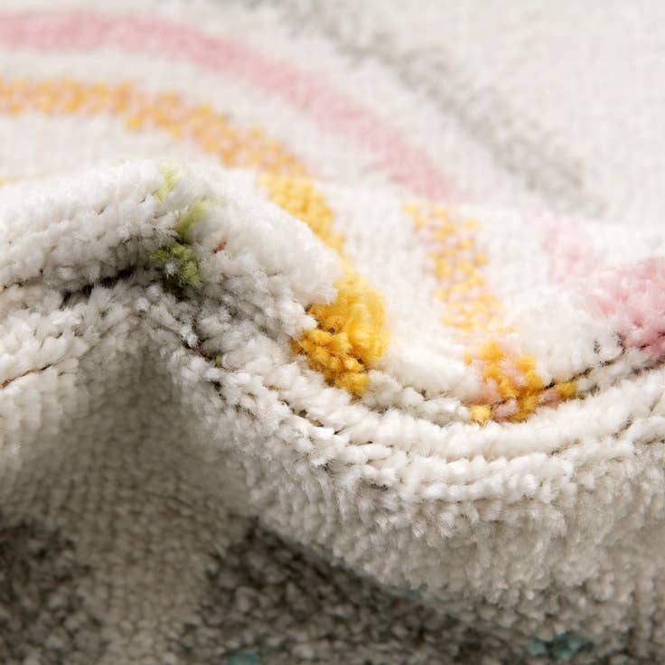 Detail image of 7' 10 x 7' 10 Clouds and Rainbows Whimsy Kids Round Rug