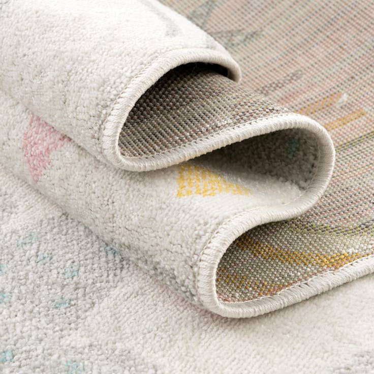 Detail image of 7' 10 x 7' 10 Clouds and Rainbows Whimsy Kids Round Rug