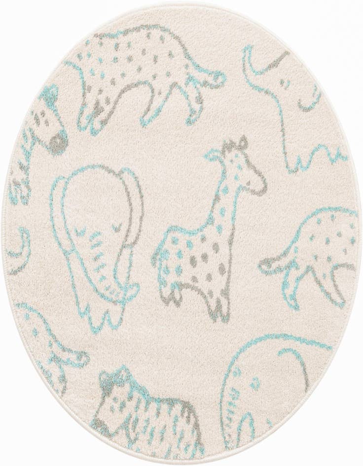 Detail image of 3' 3 x 3' 3 Animals Whimsy Kids Round Rug