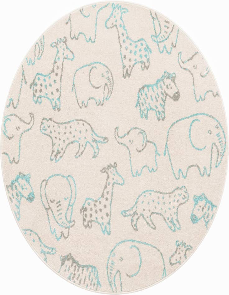Detail image of 5' 3 x 5' 3 Animals Whimsy Kids Round Rug