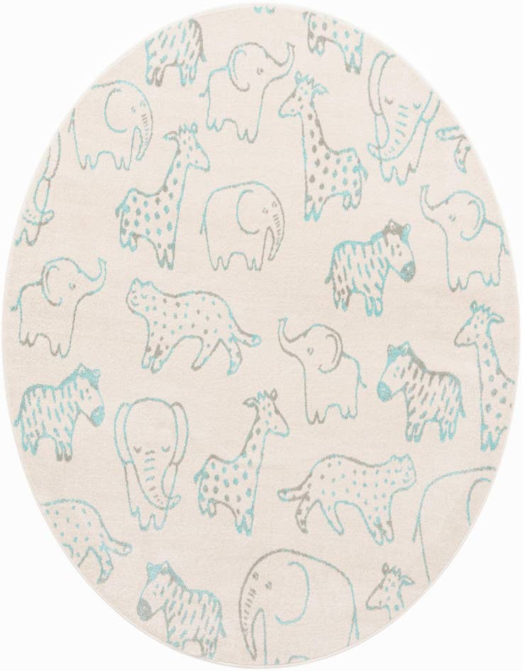 Detail image of 7' 10 x 7' 10 Animals Whimsy Kids Round Rug