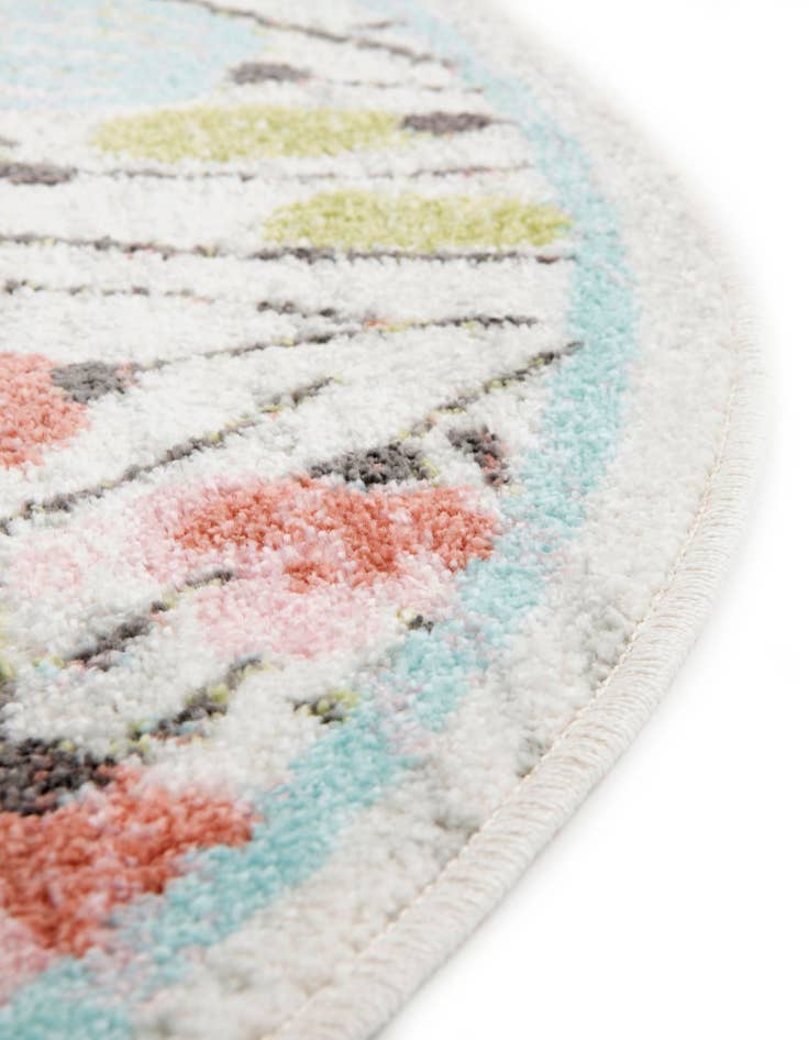 Detail image of 5' 3 x 5' 3 Flowers Whimsy Kids Round Rug