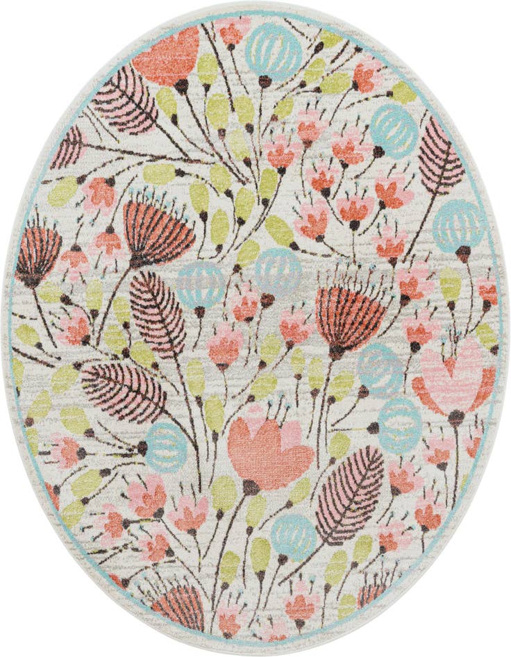 Detail image of 7' 10 x 7' 10 Flowers Whimsy Kids Round Rug