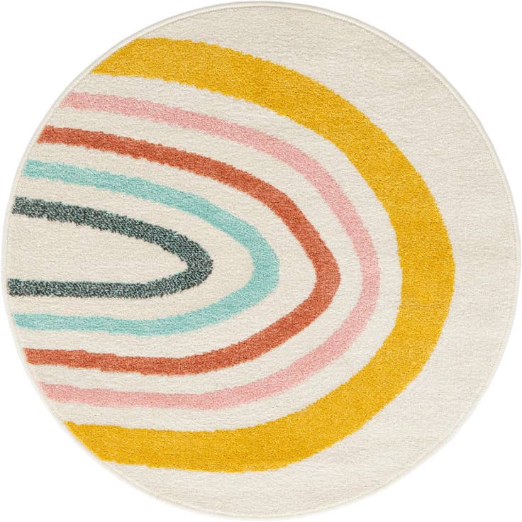 Detail image of 3' 3 x 3' 3 Rainbow Whimsy Kids Round Rug