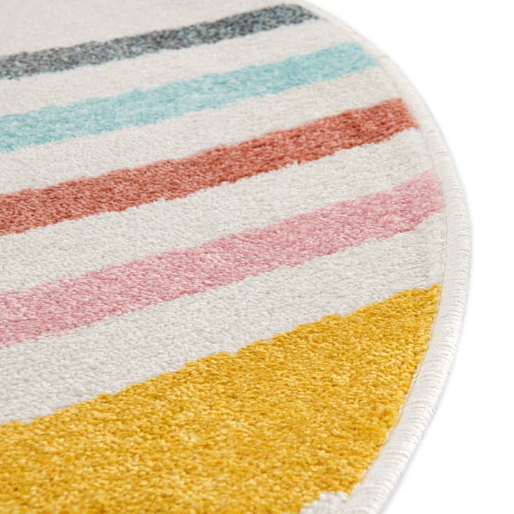 Detail image of 6' 1 x 6' 1 Rainbow Whimsy Kids Round Rug