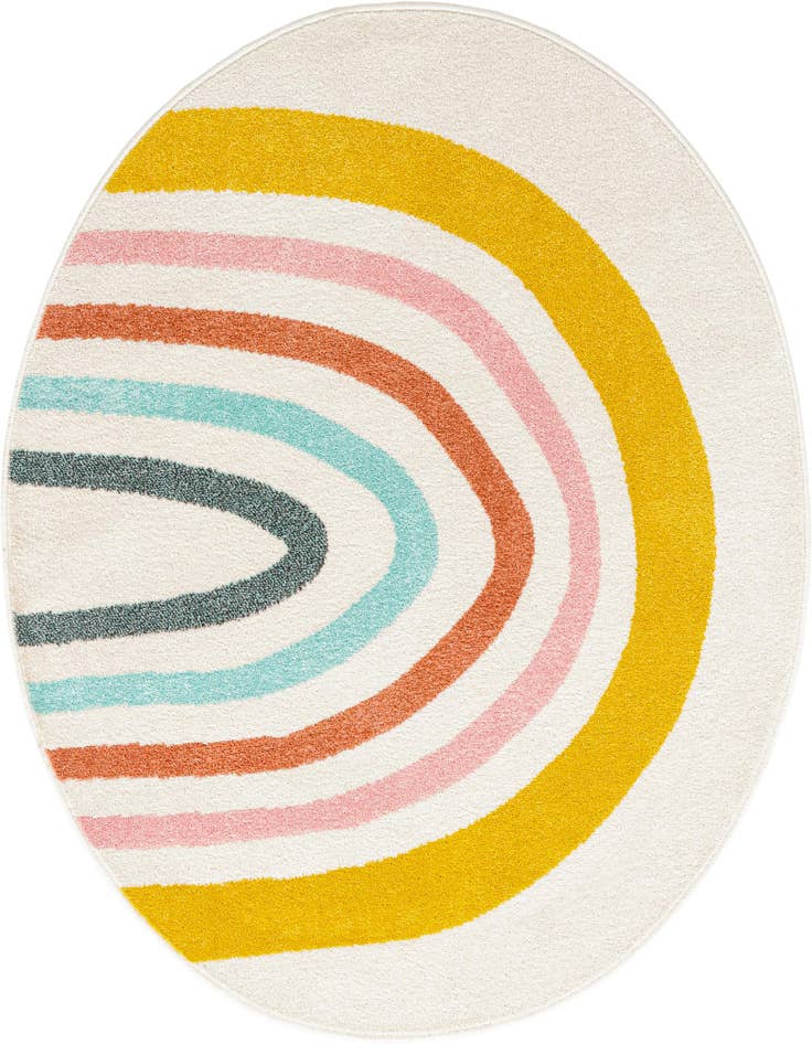 Detail image of 5' 3 x 5' 3 Rainbow Whimsy Kids Round Rug