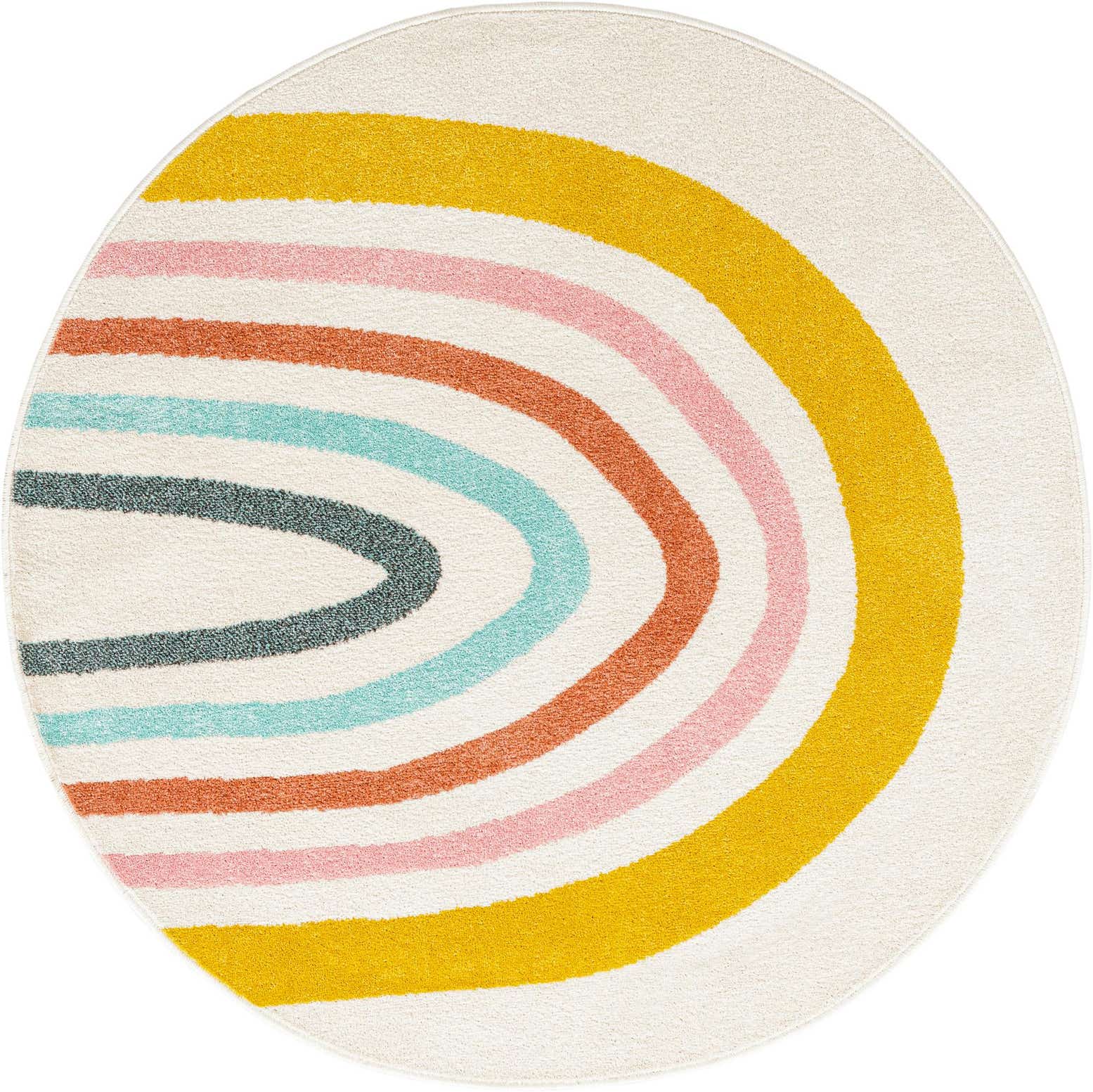 5' 3 x 5' 3 Rainbow Whimsy Kids Round Rug