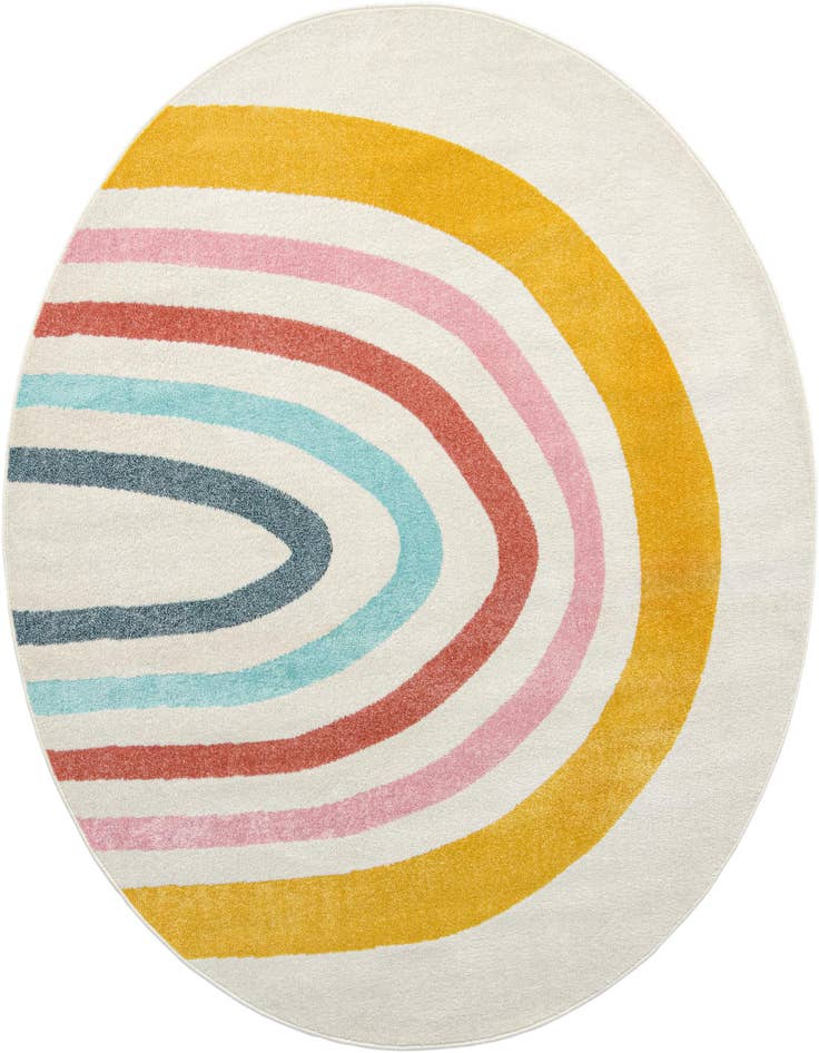 Detail image of 7' 10 x 7' 10 Rainbow Whimsy Kids Round Rug