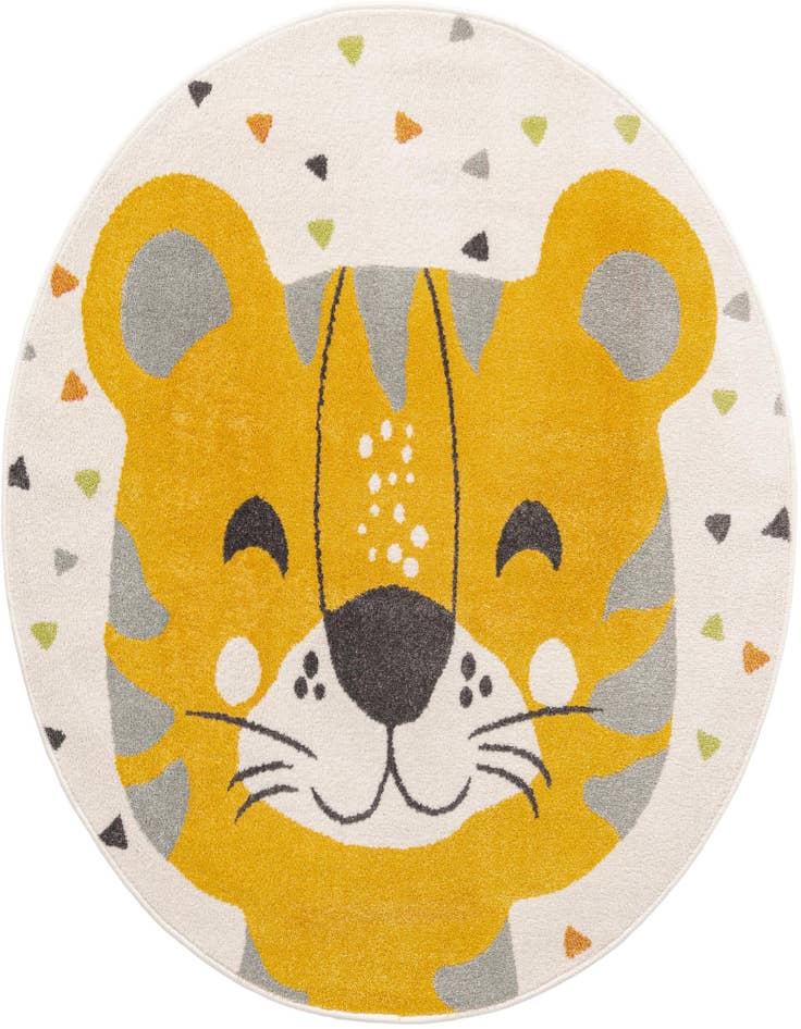 Detail image of 5' 3 x 5' 3 Tiger Whimsy Kids Round Rug
